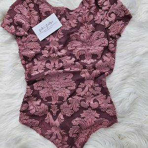 Velvet Floral Bodysuit (mauve)